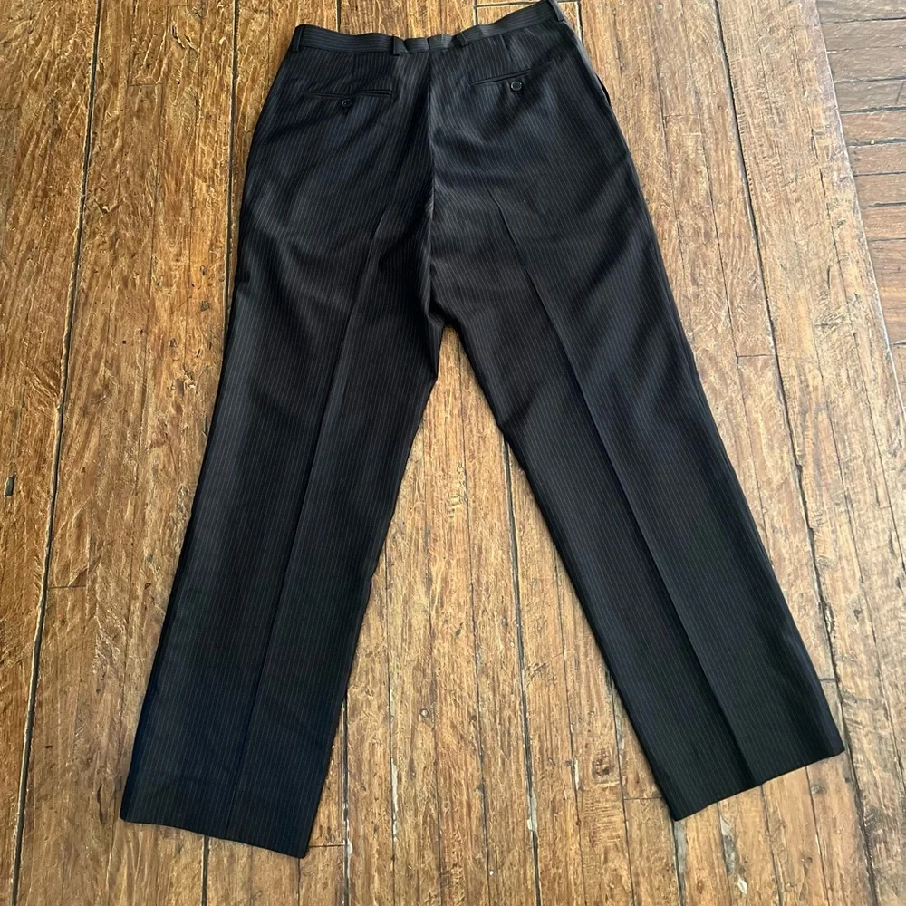 Marc Tulio Made in Italy 🇮🇹 Stylish Men’s Black Pinstripe Pants Sz 34